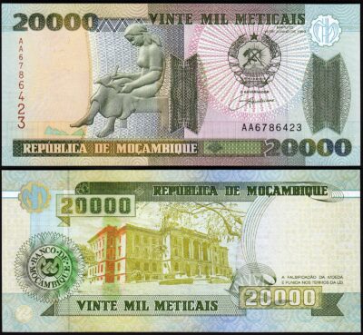 Mozambique 20000 20,000 Meticais 1999,  UNC, P-140, Prefix AA