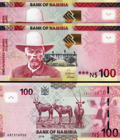 Namibia 100 Dollars 2018, UNC, 2 Pcs PAIR, Consecutive, P-14b