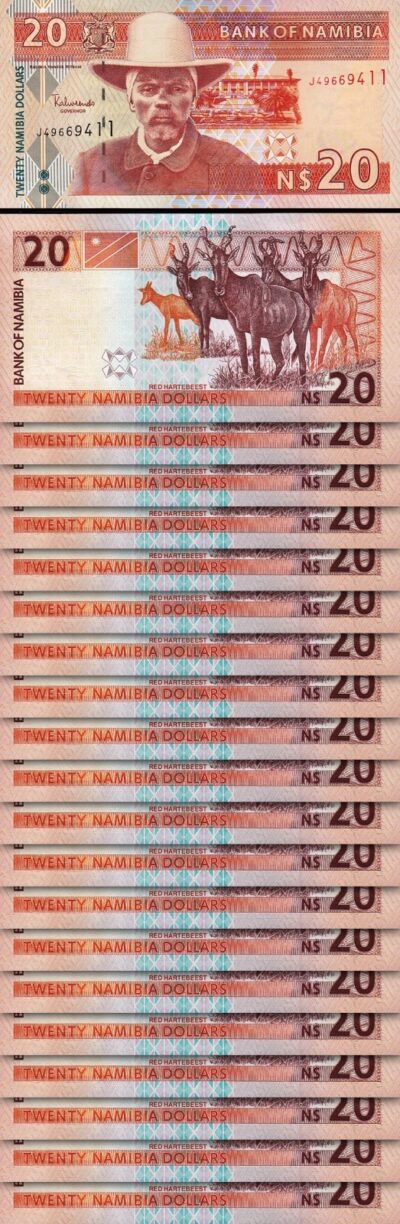 Namibia 20 Dollars, 2002, UNC, 20 PCS LOT, P-6
