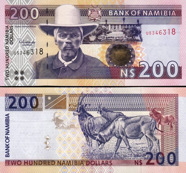 Namibia 200 Dollars 1996, UNC, P-10b, 7 Digit, Sign 3