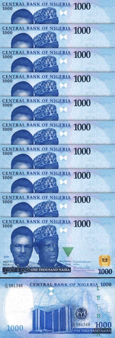 Nigeria 1000 Naira 2024, UNC, 10 Pcs LOT, P-49 NEW DATE,NEW SIGN