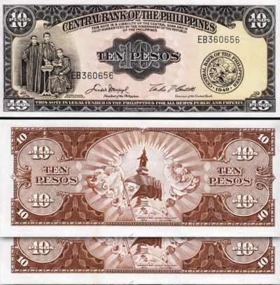 Philippines 10 Pesos, 1949, UNC, 2 Pcs PAIR, Consecutive, P-136e, Sign 5,Prfx EB