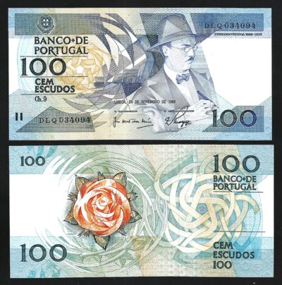 Portugal 100 Escudos 24 November 1988, UNC, P-179 (Sign Type 2)