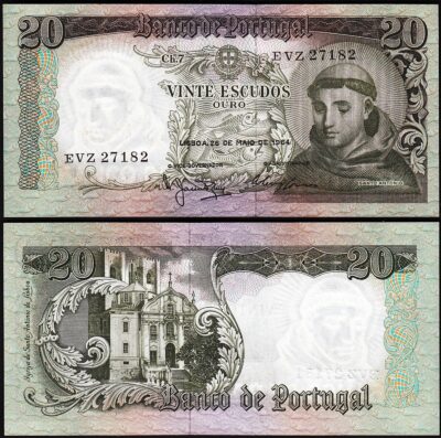 Portugal 20 Escudos 26-05- 1964, AU-UNC, P-167