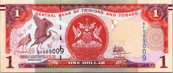 Trinidad and Tobago 1 Dollar 2006 - 2018, REPEATER 009 009 aUNC, P-46Ab