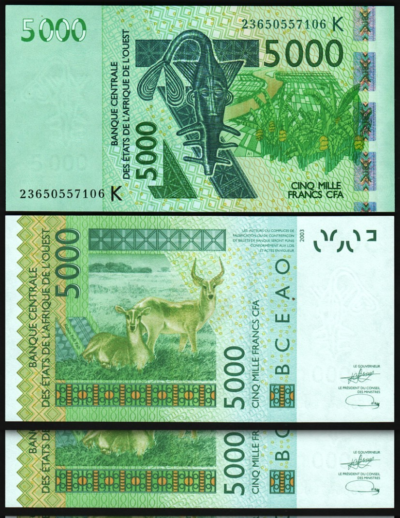 West African State, SENEGAL 5000 Francs 2023, UNC, 2 Pcs PAIR, Consecutive,P-New
