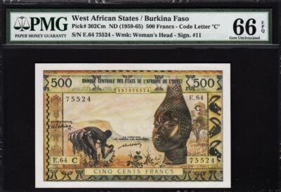 West African States, Burkina Faso 500 Francs, 1959, PMG 66 GEM UNC, EPQ, P-302Cm
