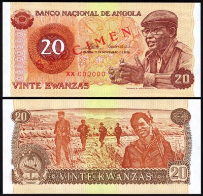 Angola 20 Kwanzas 1976, UNC, SPECIMEN, P-109s, XX 000000