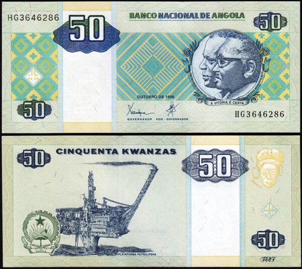 Angola 50 Kwanzas 1999, UNC, 2 Pcs PAIR, Consecutive, P-146a - Image 3