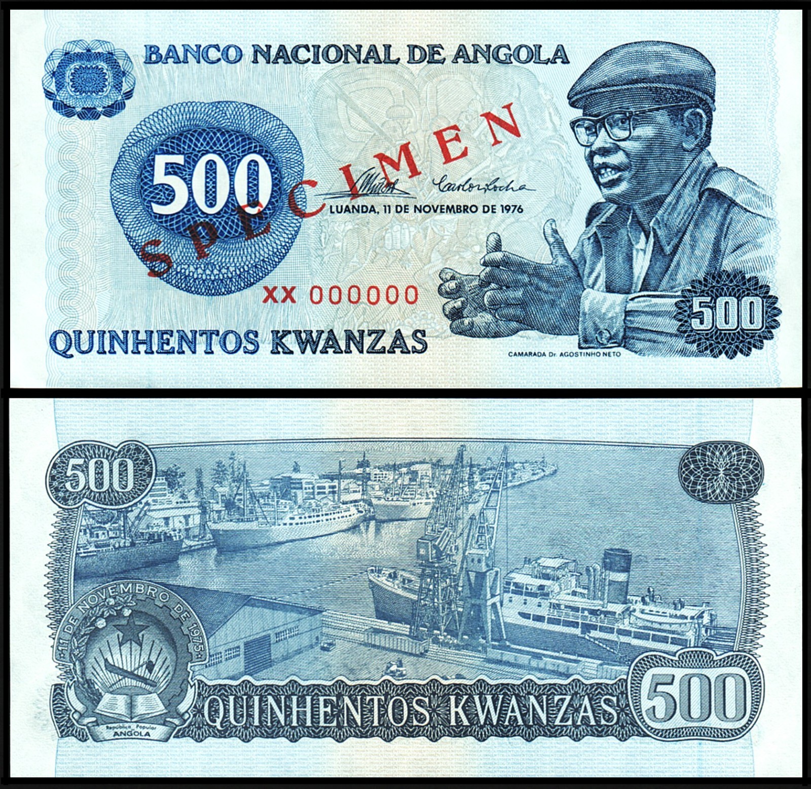 Angola 500 Kwanzas 1976, UNC, SPECIMEN, P-112s, XX 000000