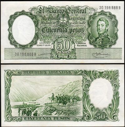 Argentina 50 Pesos 1955 - 1968, XF, P-271, Suffix B