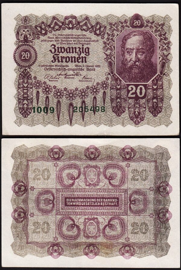 Austria 20 Kronen 1922, aXF, 10 PCS LOT, P-76 - Image 4