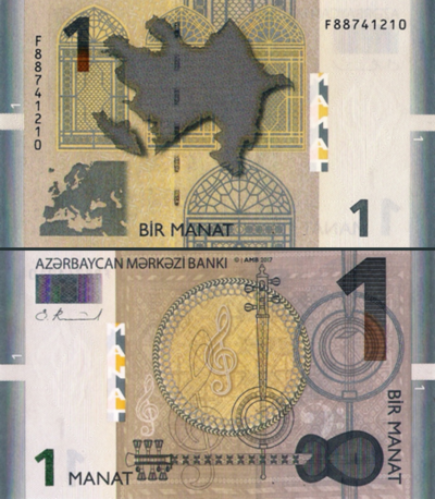 Azerbaijan 1 Manat 2017, UNC,  P-31b