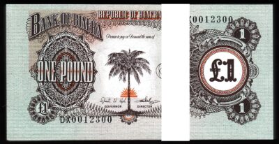 Biafra 1 Pound 1968 1969, UNC, BUNDLE, Pack 100 PCS, Consecutive, P-5a, Prefx DX