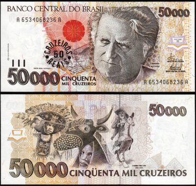 Brazil 50 Cruzeiros Reais on 50000 Cruzeiros 1993, UNC, P-237