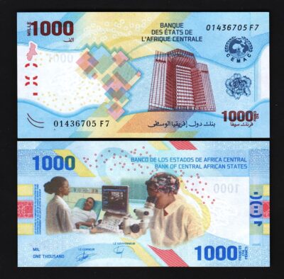 Central African States 1000 Francs 2020 2022, UNC, Hybrid Polymer, P-701