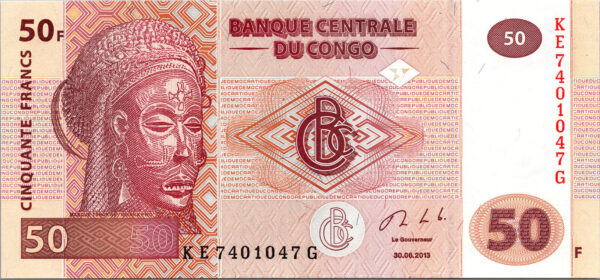 Congo 50 Francs 2013, RADAR, 7 Digit 7401047 UNC, P-97A