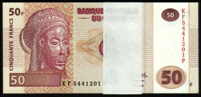 Congo 50 Francs 2022, UNC, ½ BUNDLE, Pack of 50 PCS, Consecutive, P-97b
