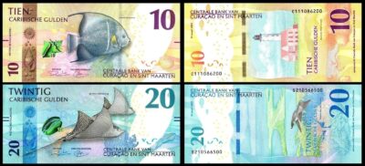 Curacao Sint Maarten 2 Pcs Set Caribbean Guilder 10 20 Gulden 2025, UNC, P-1 P-2