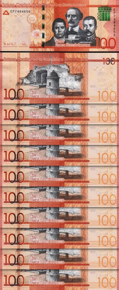 Dominican Republic, 100 Pesos 2023, UNC, 10 Pcs LOT, P-190