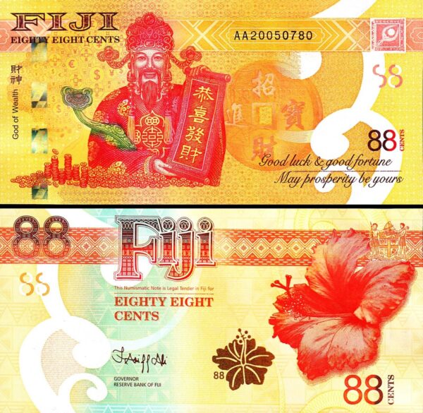 Fiji 88 Cents 2022, UNC, 10 Pcs LOT, Commemorative, God of Wealth, P-123, AA - Image 5