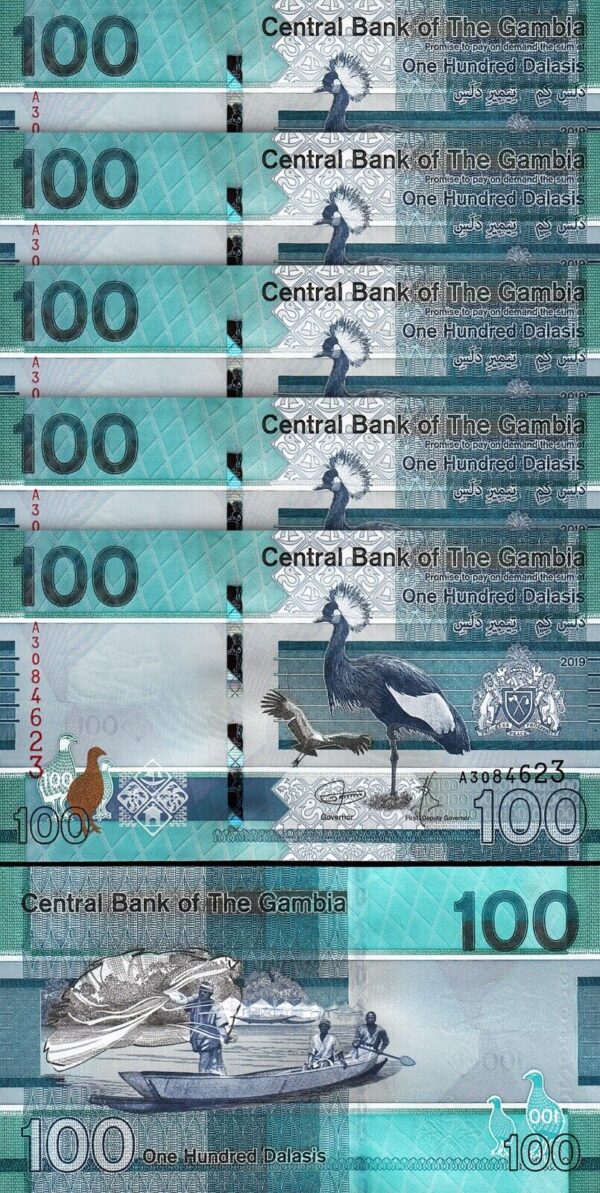 Guinea 2000 Francs Banknotes – 5 Uncirculated Consecutive Notes, 2018-2019, P-48 New Design