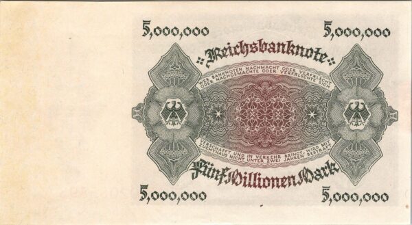 Germany 5000000, 5 Million Mark 1923, AU UNC, P-90, With Reichsbank Stamp - Image 3