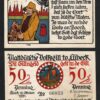 Germany, Lubeck 50 Pfennig 1921, 5 Pcs LOT, UNC, Type 3 - Image 3