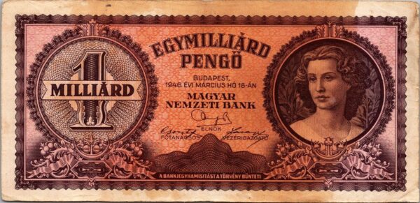 Hungary 1,000,000,000 Milliard Pengo 1946, VF Condition, P-125, With Paint