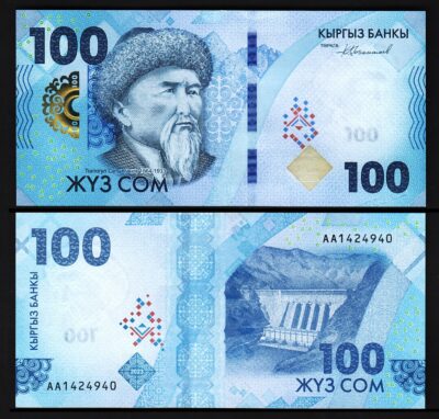 Kyrgyzstan 100 Som 2023 2024, UNC, P-36, Prefix AA