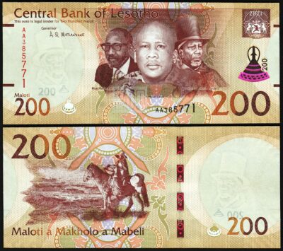 Lesotho 200 Maloti 2021, UNC, P-30a, Prefix AA