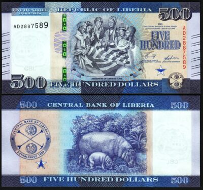 Liberia 500 Dollars 2024, UNC, P-New