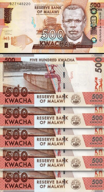 Malawi 500 Kwacha, 2021, UNC, 5 Pcs LOT, Consecutive, P-66c