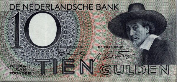 Netherlands 10 Gulden 1943, aXF, P-59