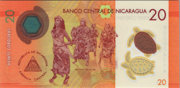 Nicaragua 20 Cordobas 2014 - 2015, REPLACEMENT R000, UNC, P-210 ,Polymer - Image 3