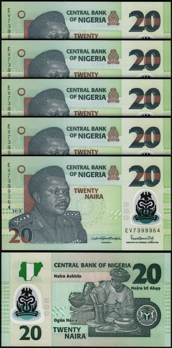 UNC World Currency 2018 NIGERIA 20 Naira P-34 