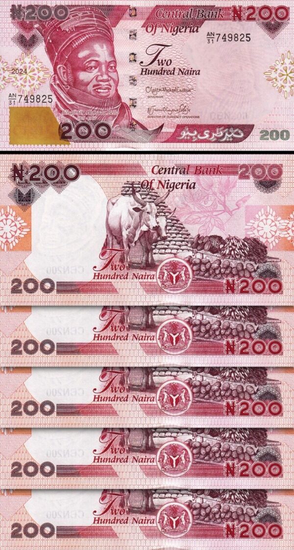 Nigeria 200 Naira 2024, UNC, 10 Pcs LOT, Consecutive, P-NEW DATE, NEW SIGN - Image 3