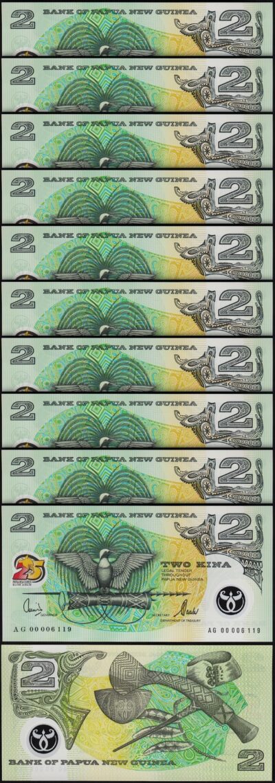 Papua New Guinea 2 Kina 2000, UNC, 20 Pcs LOT, Comm, 25th Year Ann, Polymer,P-21