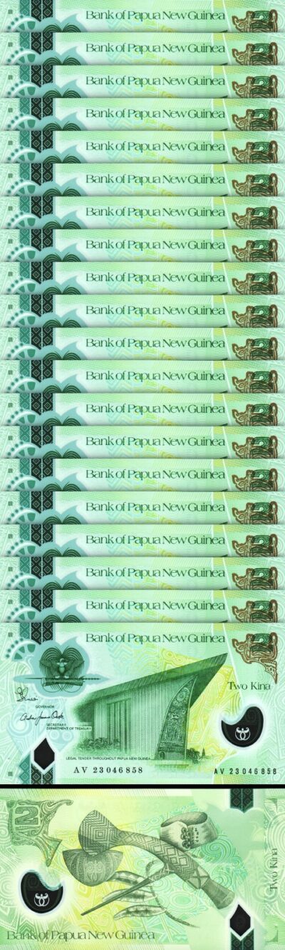 Papua New Guinea, 2 Kina 2023, UNC, 20 Pcs LOT, Polymer, Consecutive, P-New (50)