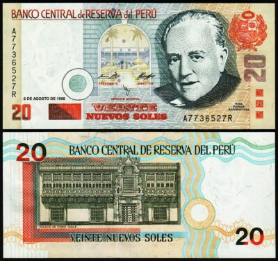 Peru 20 Soles 1998, UNC, P-167b