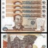Philippines 10 Piso 1985 1994, UNC, 5 PCS LOT, P-169a, Prefix AT