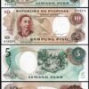 Philippines 5, 10 Piso 1969, UNC, 2 Pcs MATCHING (Same) Serial SET, P-143a 144a