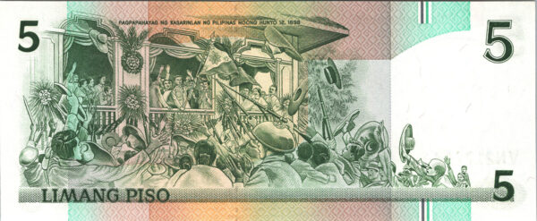 Philippines 5 Piso 1985-1994, RADAR 217712, UNC, P-168 - Image 3