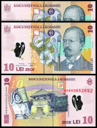 Romania 10 Lei  2018 2024, UNC, 2 Pcs PAIR, Consecutive, POLYMER, P-119