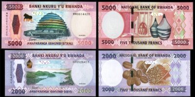 Rwanda 2 Pcs UNC Set, 2000 5000 Francs 2024, P 44 45