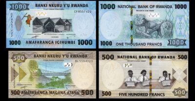 Rwanda 2 Pcs UNC Set, 500 1000 Francs 2019, P 42 43