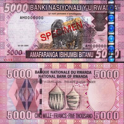 Rwanda 5000 Francs 2004, UNC, SPECIMEN, AH 0000000, P-33s