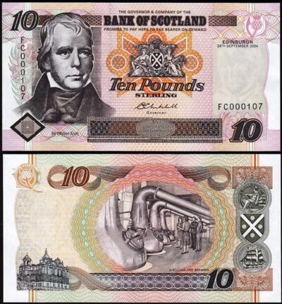 Scotland 10 Pounds 2004, UNC, LOW FC 000107, Commemorative, P-120e
