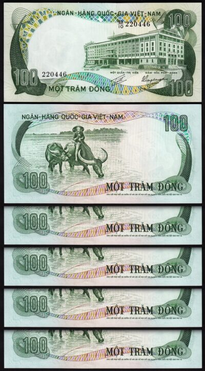 South Vietnam 100 Dong 1972, UNC-, 5 Pcs LOT, P-31