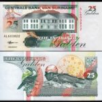 Surinam Suriname 4 Pcs SET, 5 10 25 100 Gulden 1996 1998, UNC P-136 137 138 139 - Image 4